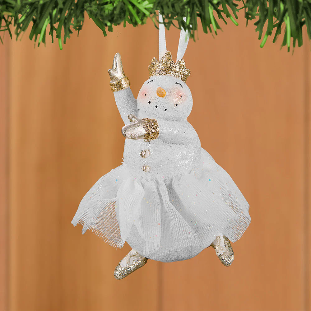 Glittered Resin Ballerina Princess Snowman Ornaments - Image 4