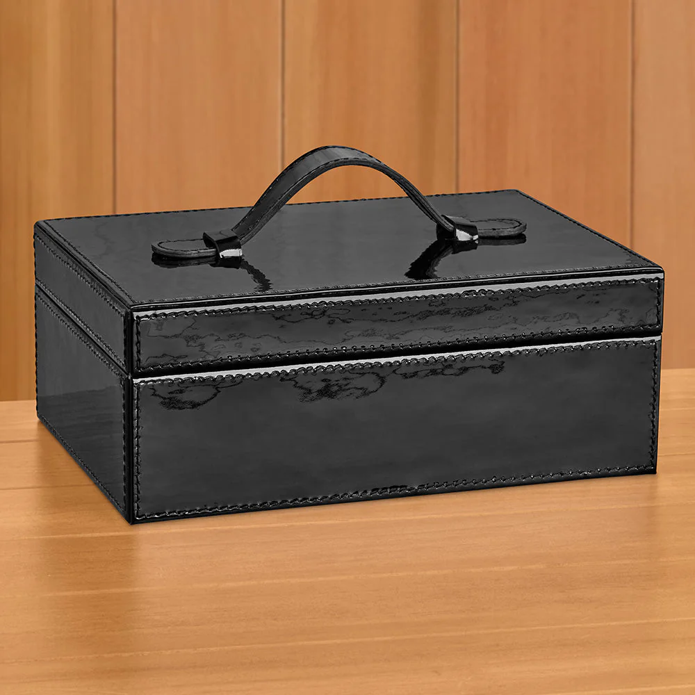 Global Views Noir Patent Leather Box