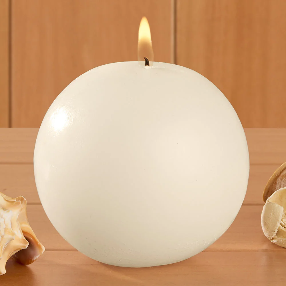 Global Views White Unscented Ball Candle - Image 2