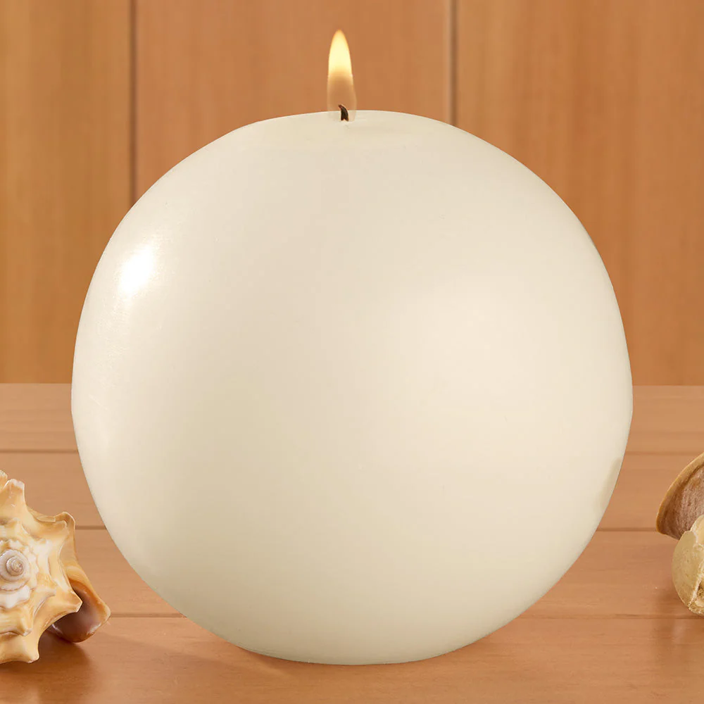 Global Views White Unscented Ball Candle - Image 3
