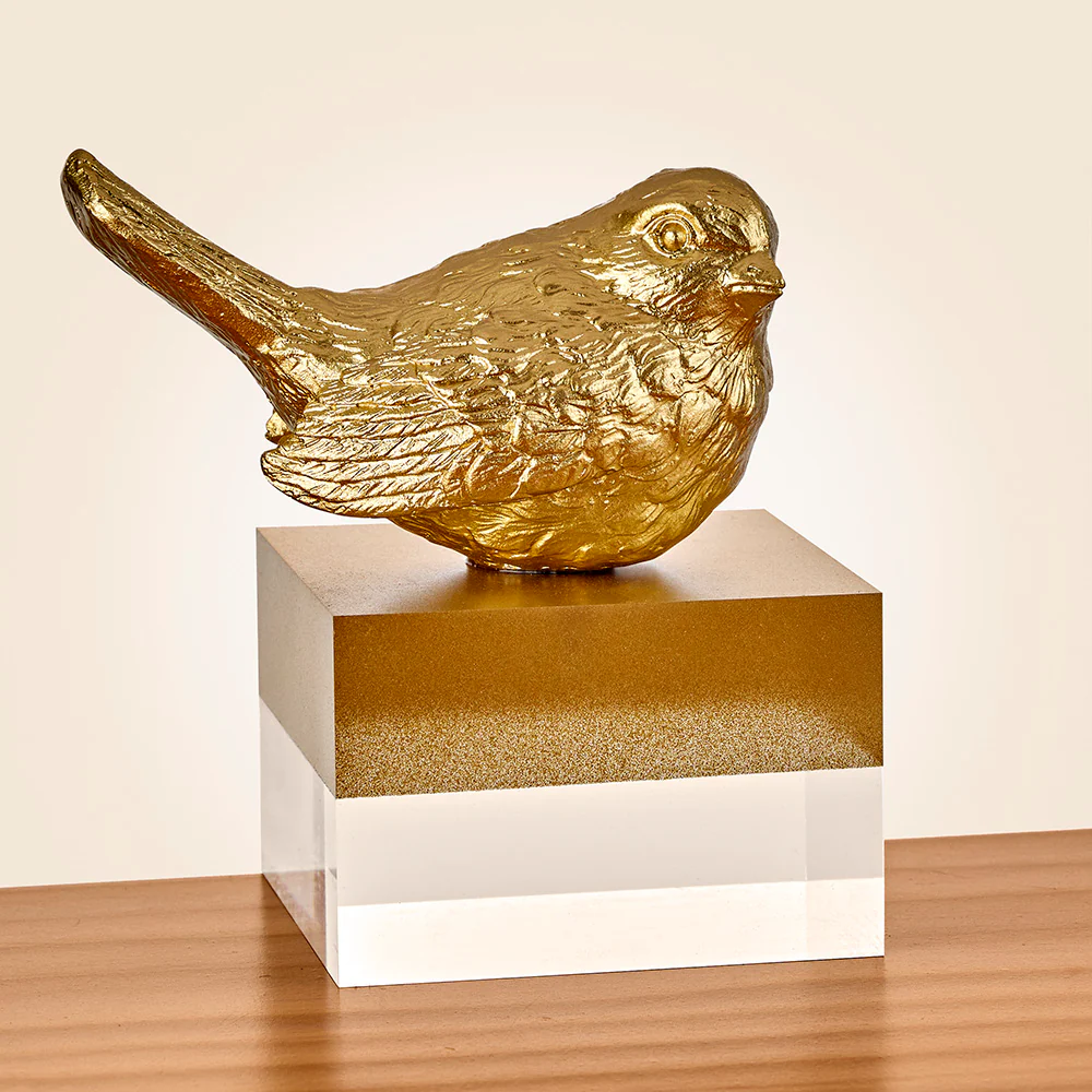Gold Bird Figurine on Pedestal