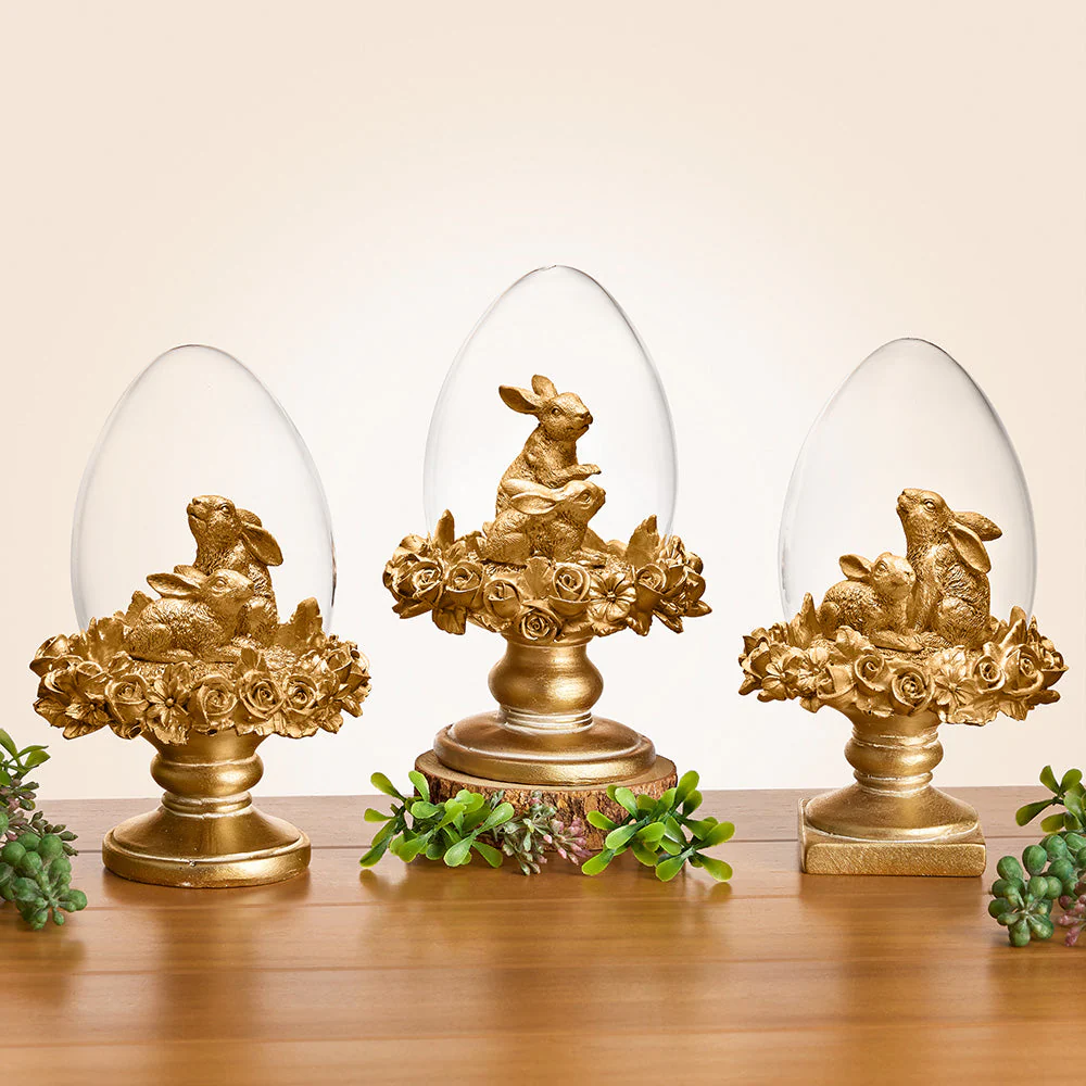 Golden Easter Bunny Egg Dome Finials - Image 2