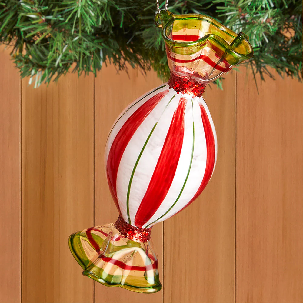 Handblown Glass Peppermint Candy Ornaments - Image 2