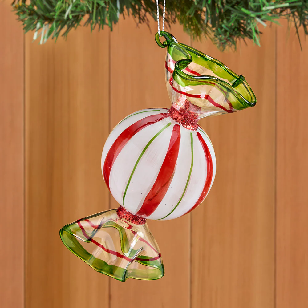 Handblown Glass Peppermint Candy Ornaments - Image 3