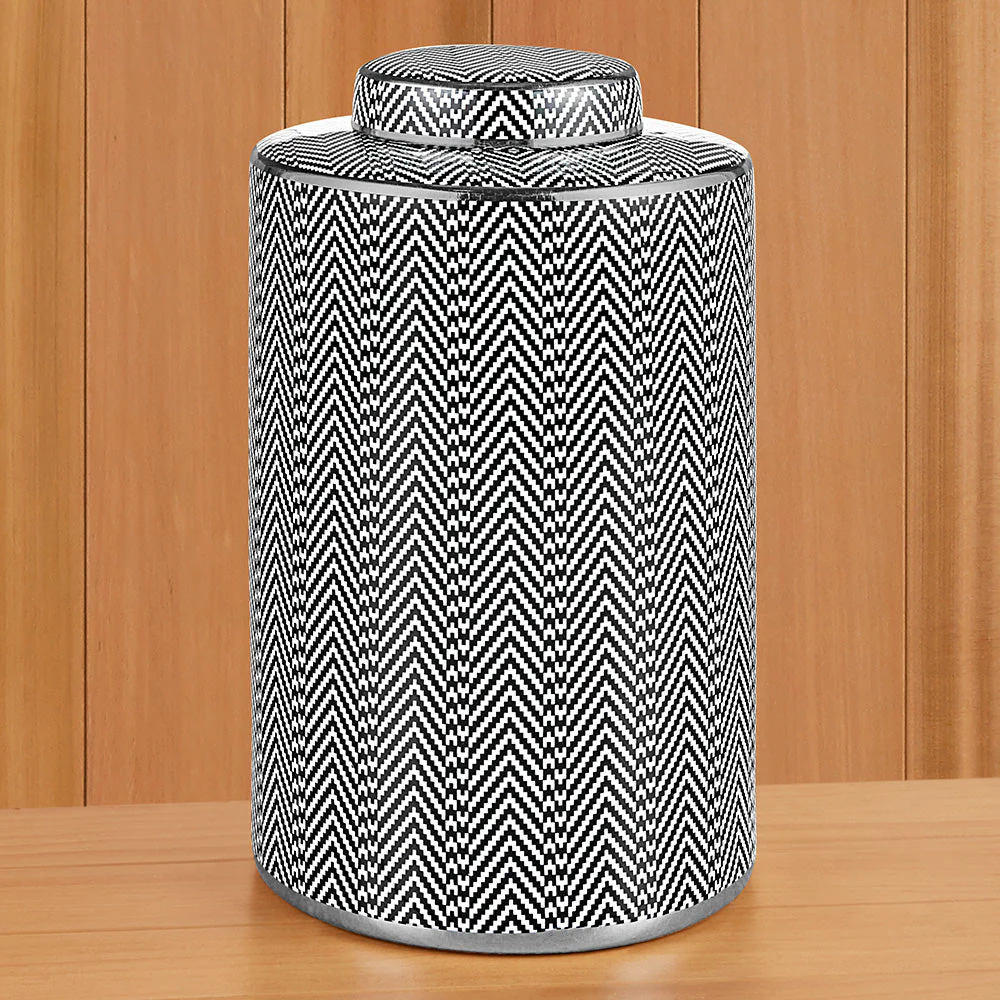 Herringbone Ceramic Lidded Jar