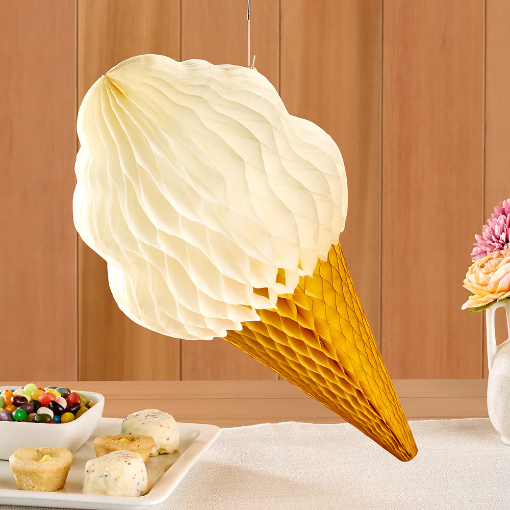 Hester & Cook Honeycomb Paper Party Decorations, Ice Cream Cone