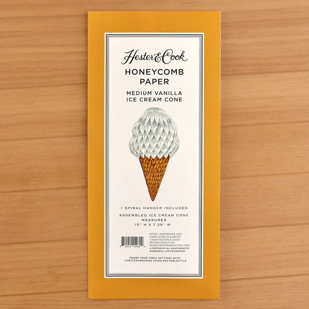 Hester & Cook Honeycomb Paper Party Decorations, Ice Cream Cone - Image 2