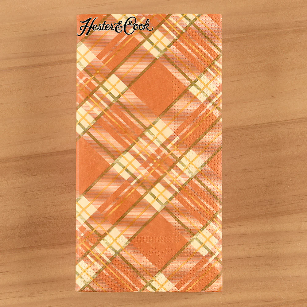 Hester & Cook Paper Napkins, Orange Plaid - Image 3