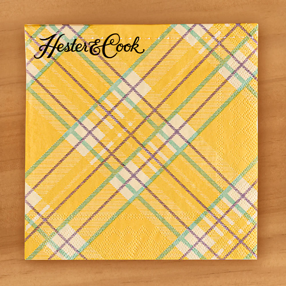 Hester & Cook Paper Napkins, Yellow Plaid - Image 2