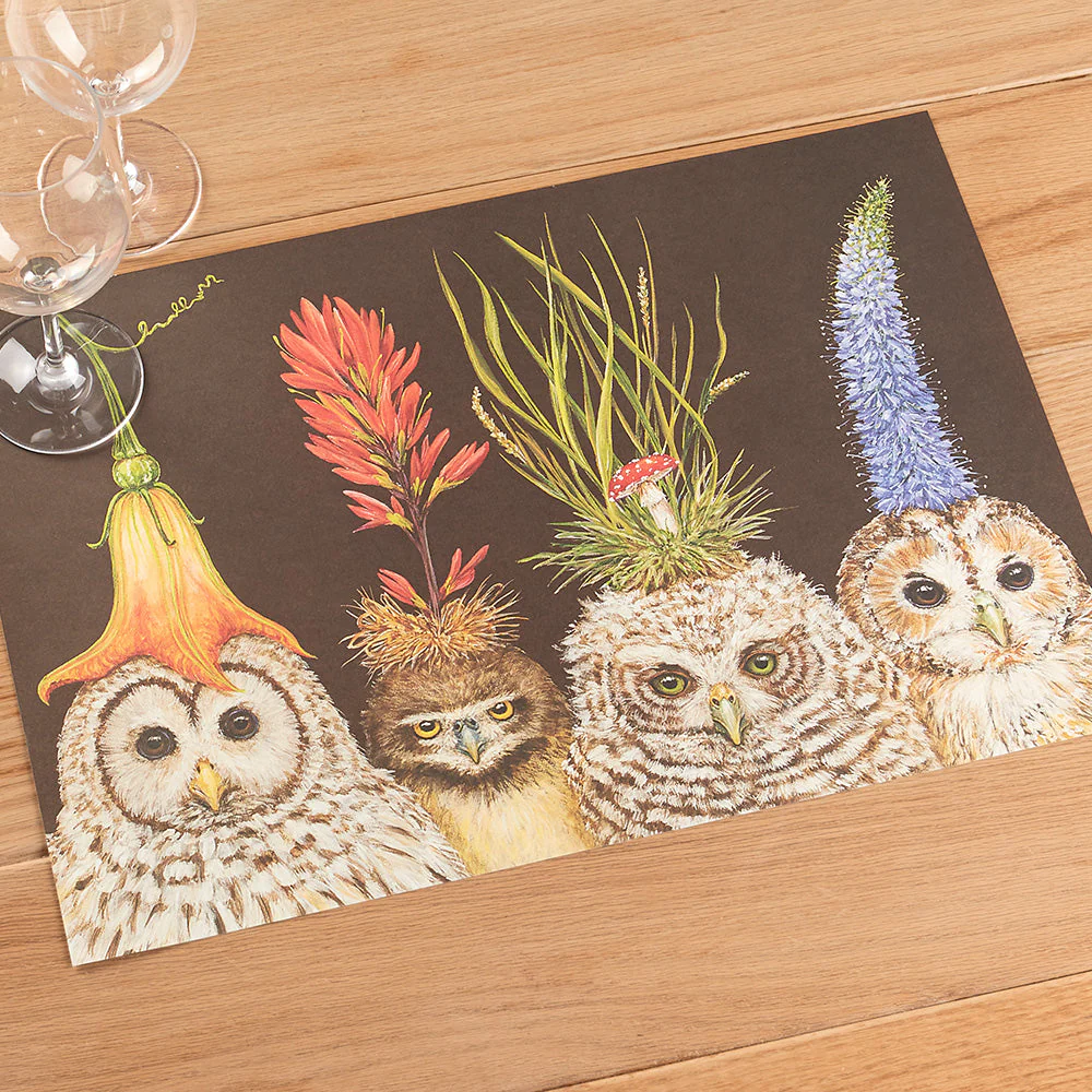 Hester & Cook Paper Placemats, Baby Owls