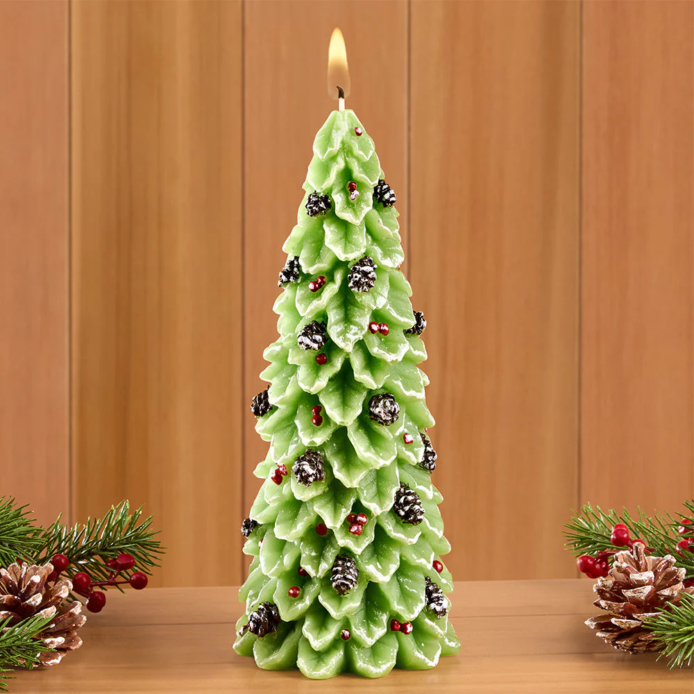 Holly Pine Tree Candle