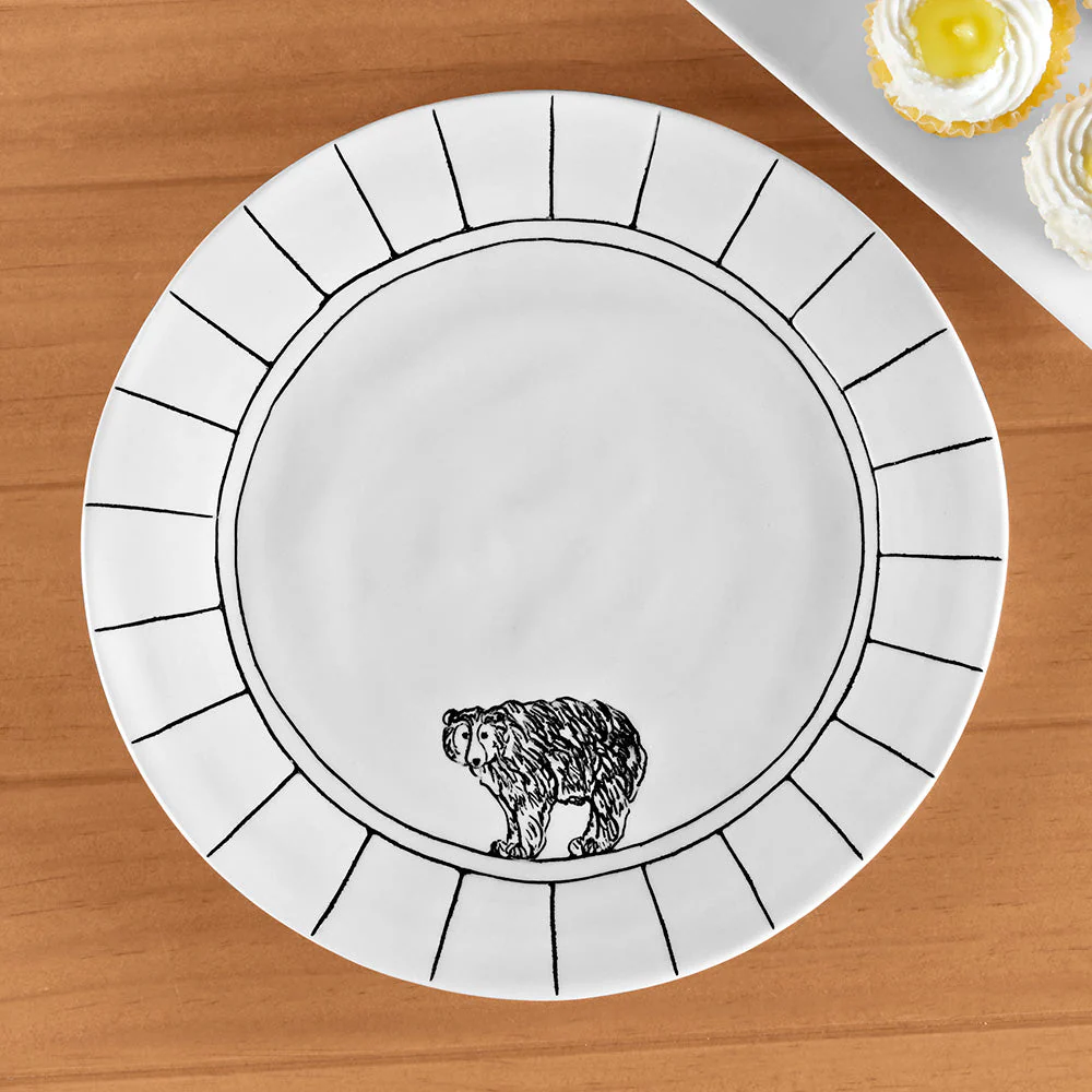 Hope + Mary Porcelain Woodland Animal Salad / Dessert Plate, Bear - Image 3