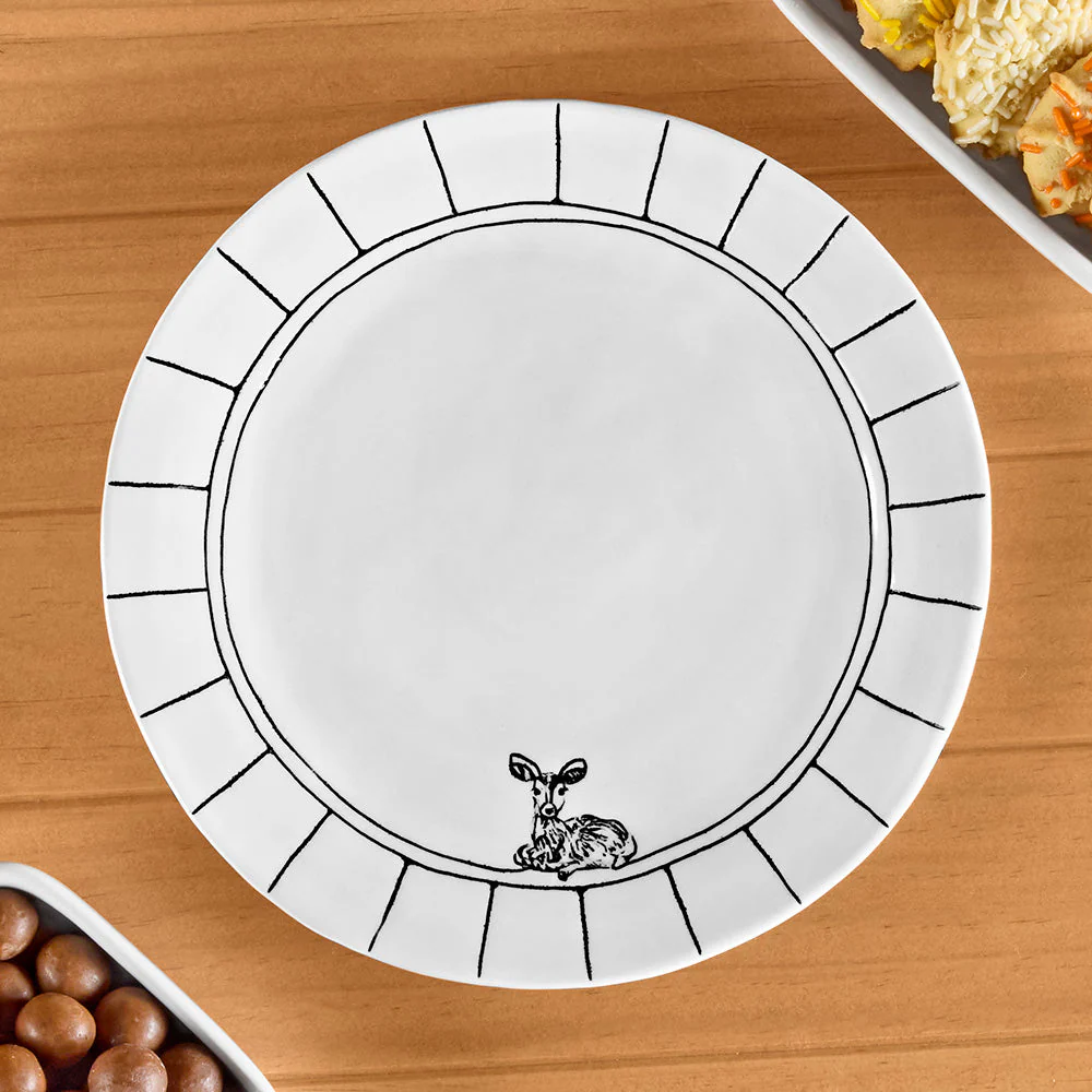Hope + Mary Porcelain Woodland Animal Salad / Dessert Plate, Deer - Image 3