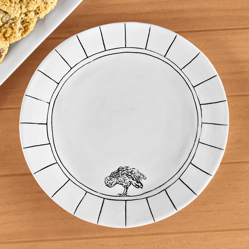 Hope + Mary Porcelain Woodland Animal Salad / Dessert Plate, Owl - Image 2