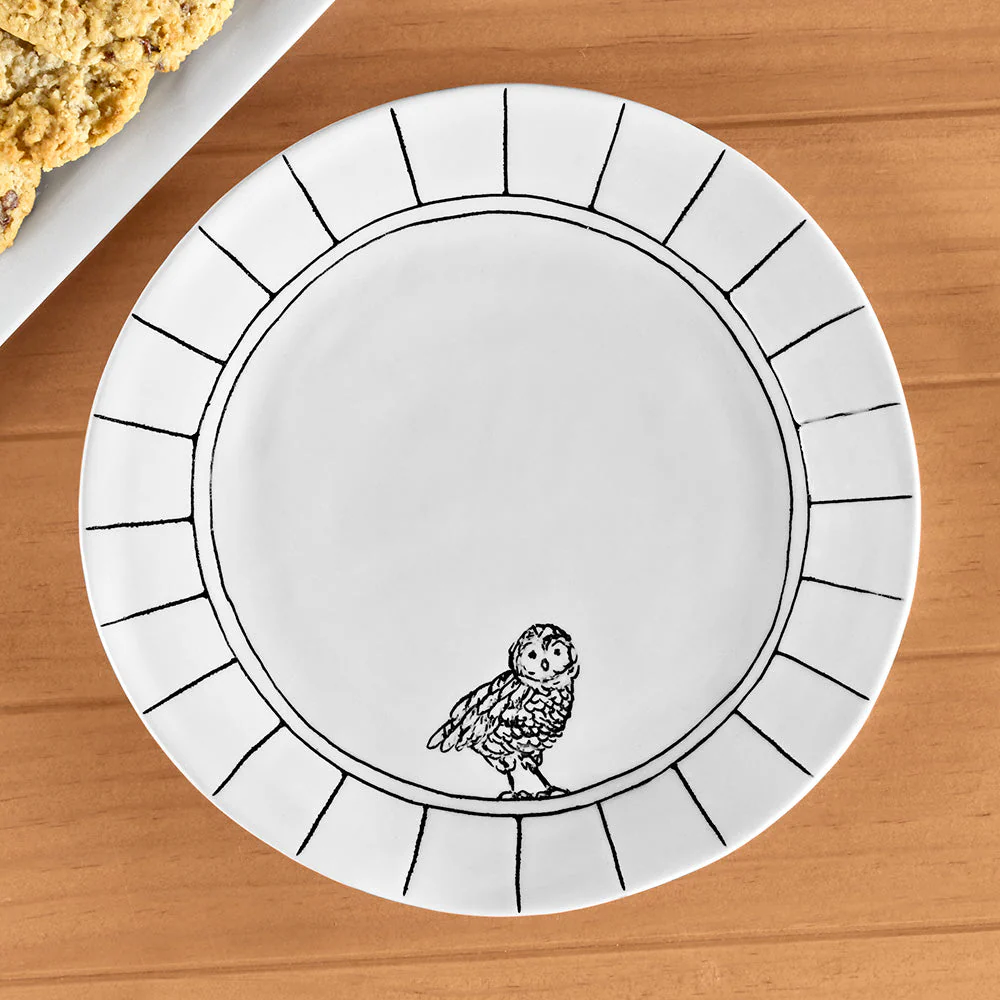 Hope + Mary Porcelain Woodland Animal Salad / Dessert Plate, Owl - Image 3