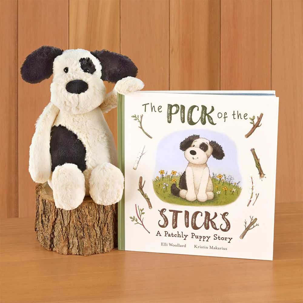 Jellycat Stuffed Animal Plush Toy, Bashful Black & Cream Puppy - Image 5