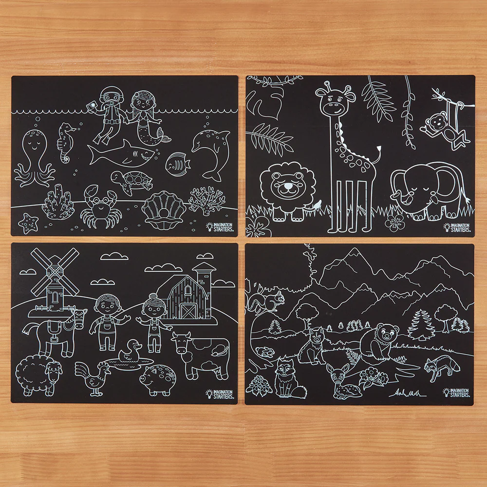 Imagination Starters Travel Chalkboard Coloring Placemats, Pack of 4 - Image 4