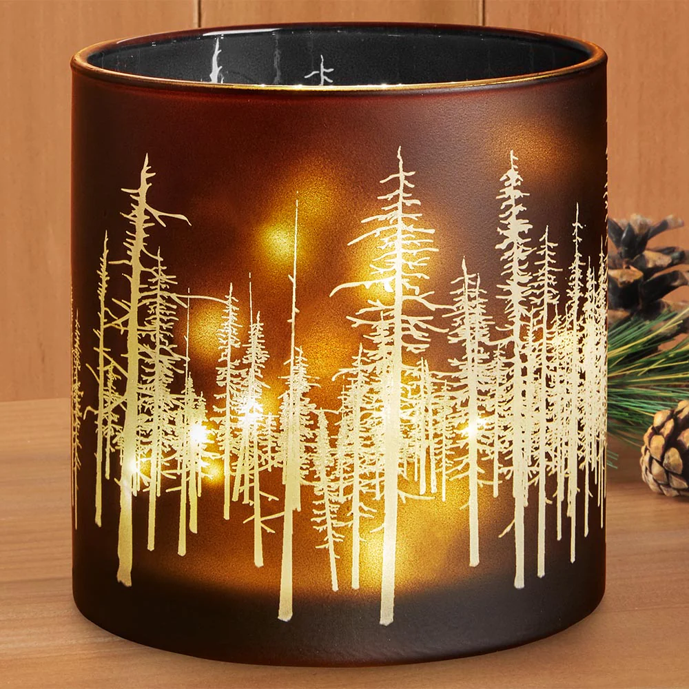 "In the Woods" LED Glass Hurricane