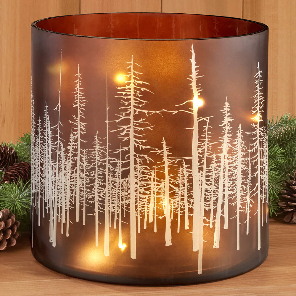 "In the Woods" LED Glass Hurricane - Image 2