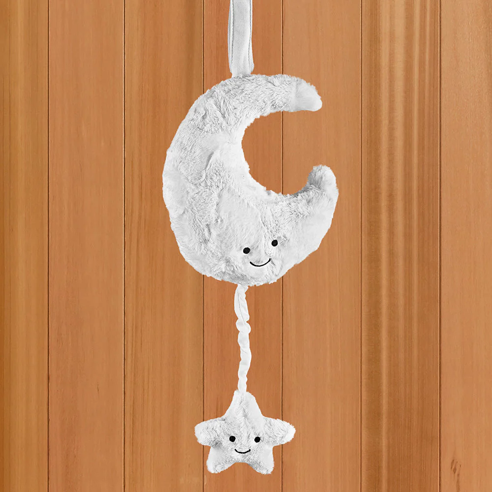 Jellycat Amuseables Plush Musical Pull Toy, Moon - Image 2