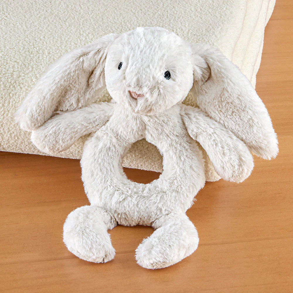 Jellycat Stuffed Animal Plush Ring Rattle, Bashful Bunny - Image 2