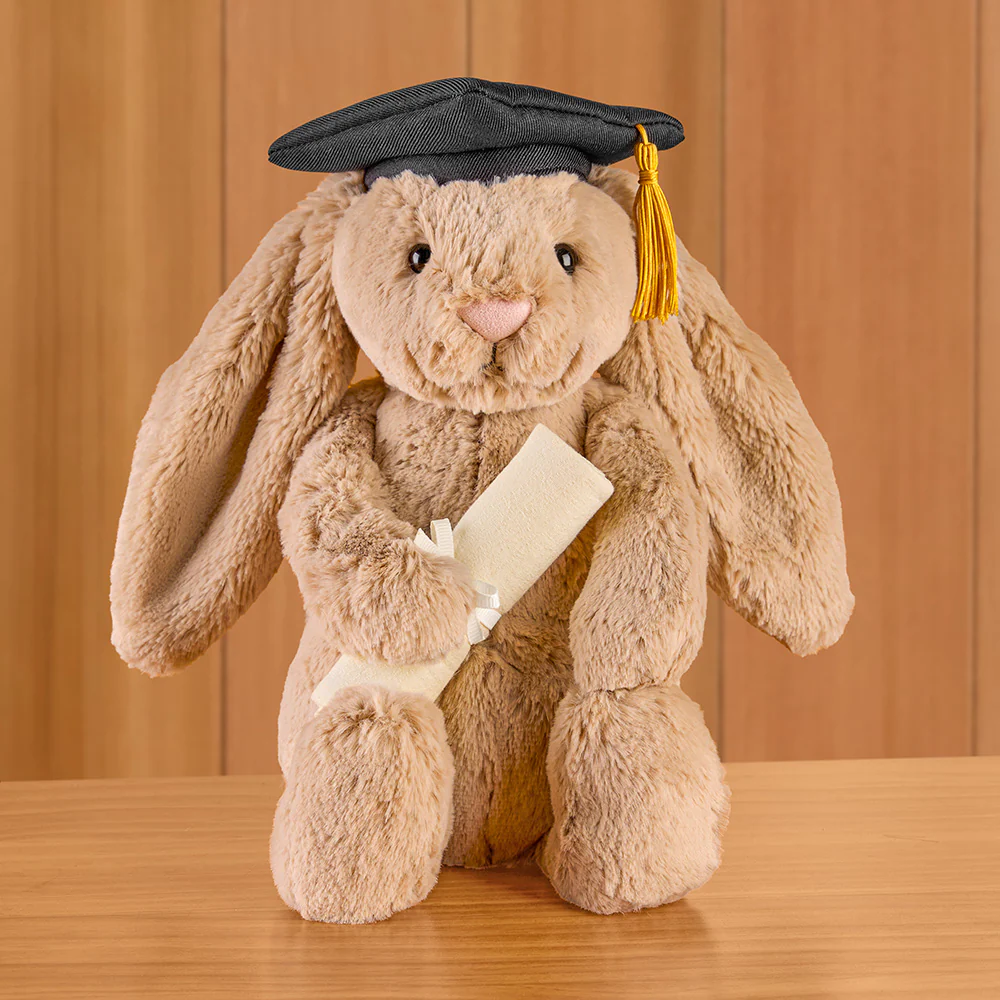 Jellycat Stuffed Animal Plush Toy, Bashful Beige Bunny in Graduation Outfit