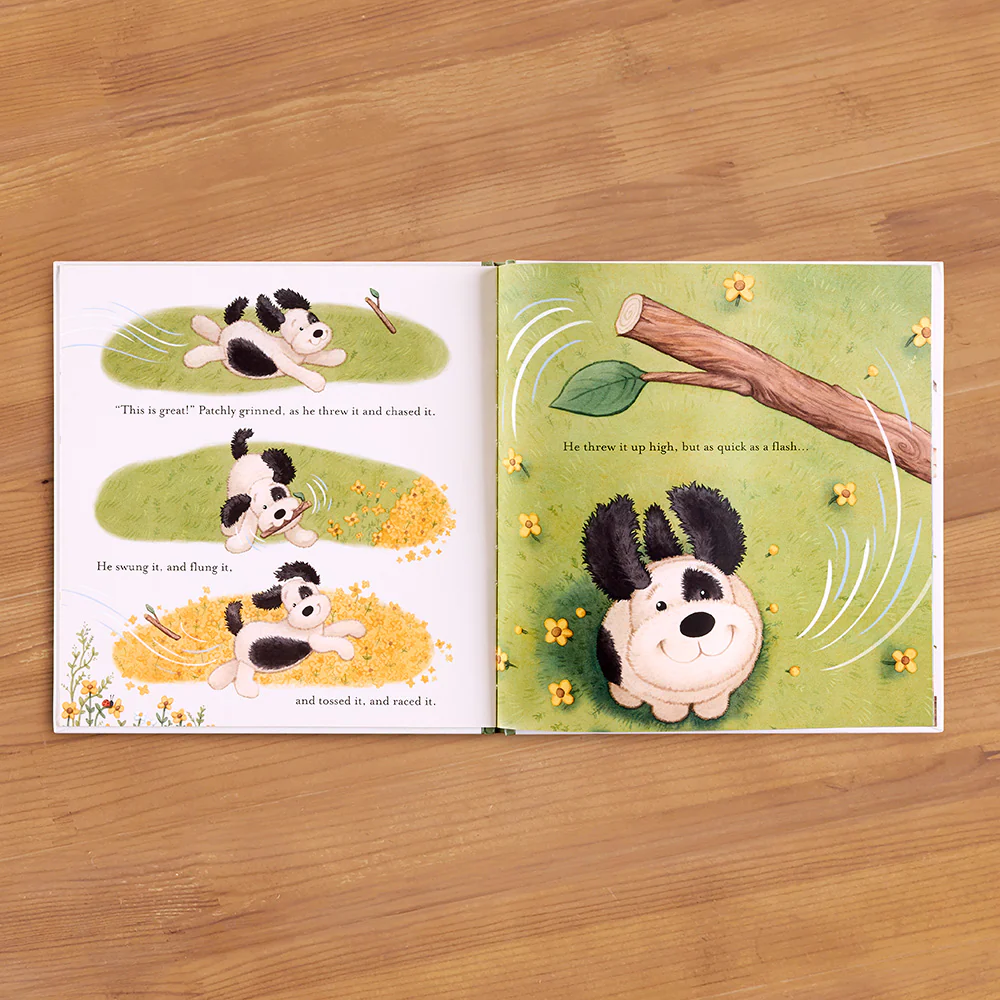 Jellycat "The Pick of the Sticks: A Patchly Puppy Story" Board Book by Elli Woollard - Image 2