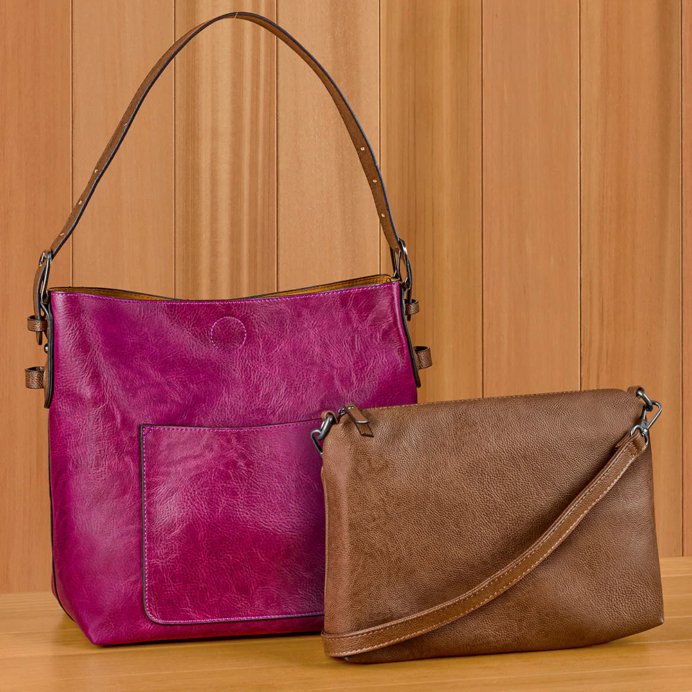 Joy Susan Vegan Leather Classic Hobo 2-in-1 Handbag - Image 7