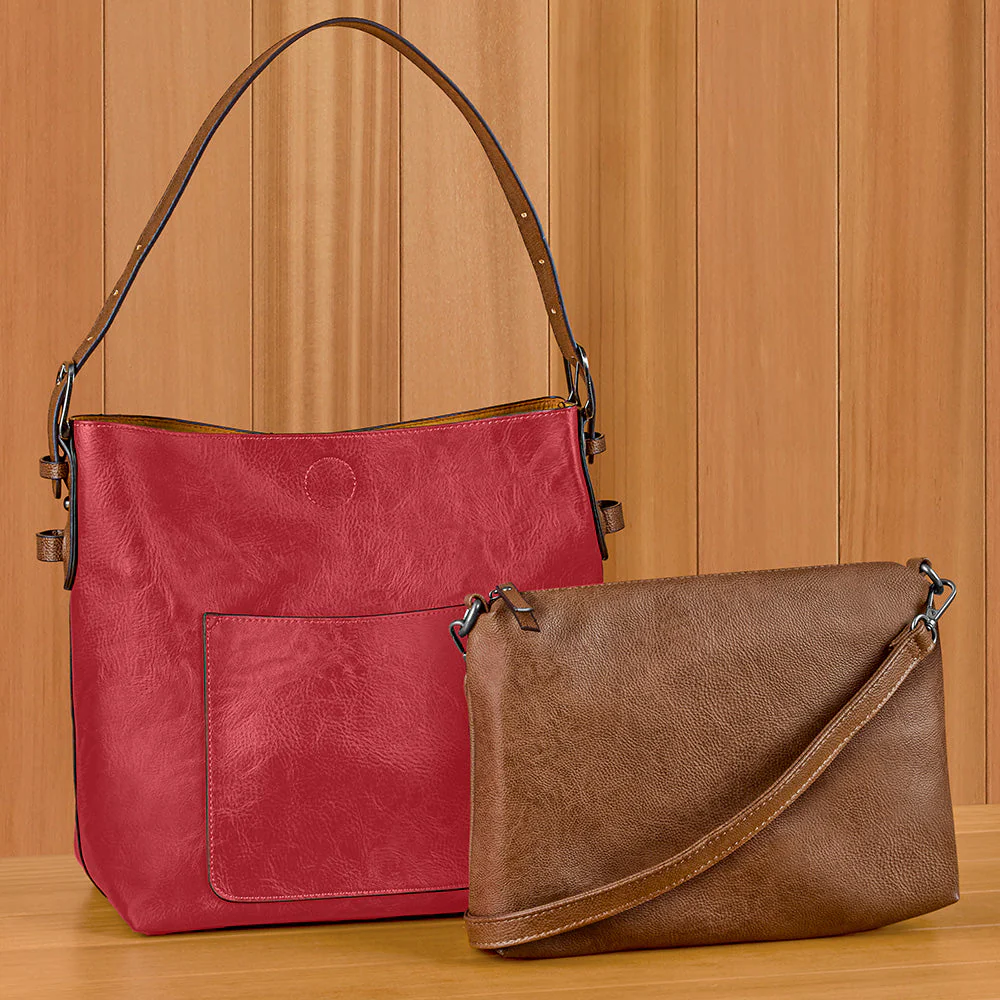 Joy Susan Vegan Leather Classic Hobo 2-in-1 Handbag - Image 8