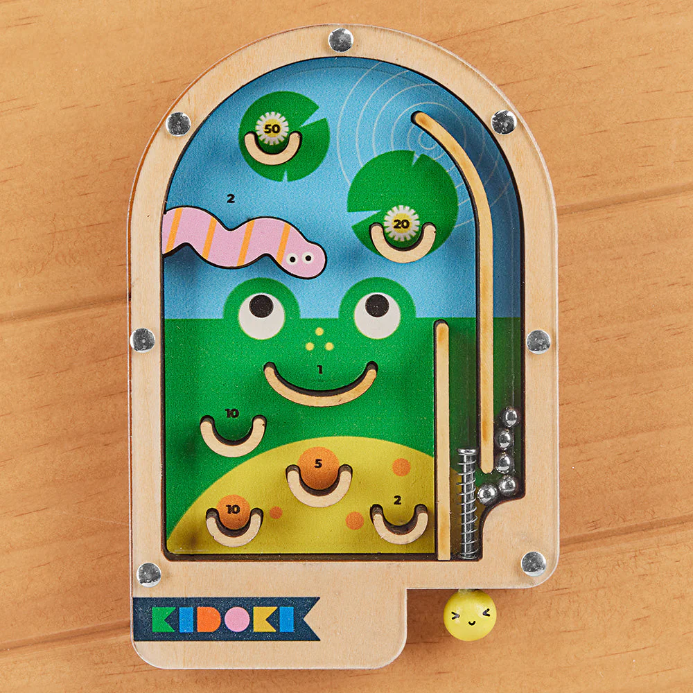 Kikkerland Mini Wooden Handheld Pinball Game - Image 2