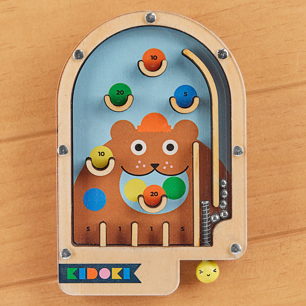 Kikkerland Mini Wooden Handheld Pinball Game - Image 3