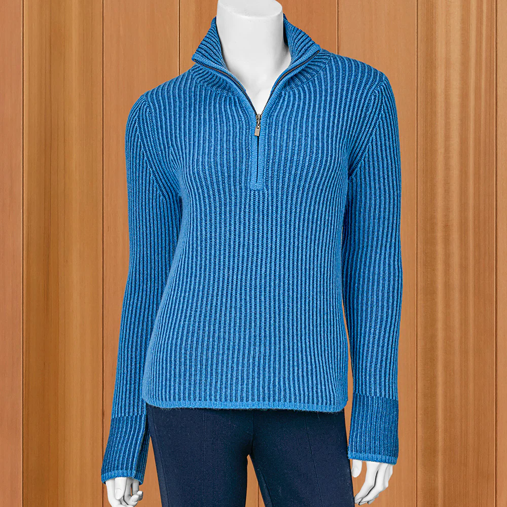Kinross Plaited-Rib Quarter-Zip Sweater