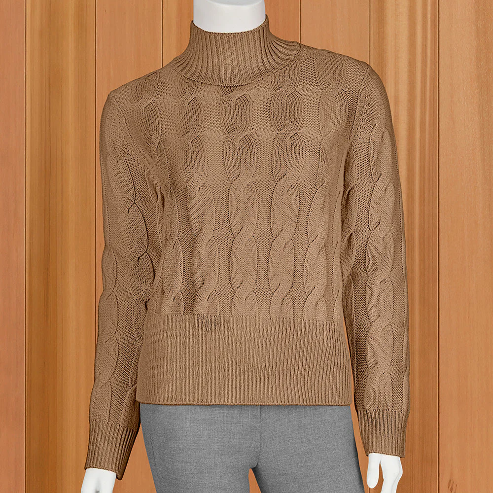 Kinross Women's Cable Knit Mock Neck Sweater - Image 2
