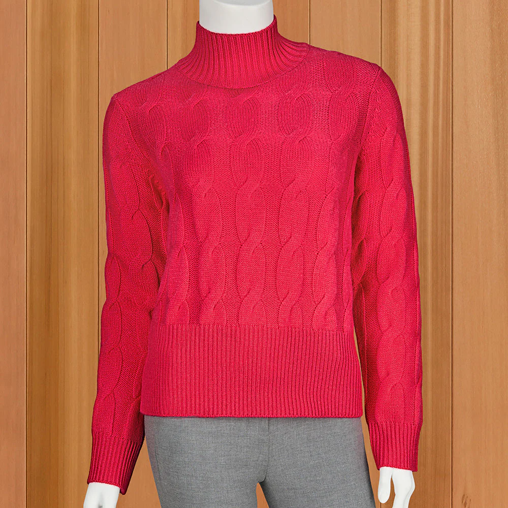 Kinross Women's Cable Knit Mock Neck Sweater - Image 3
