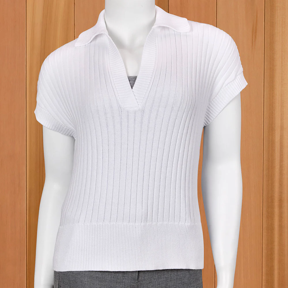 Kinross Women’s Cap Sleeve Ribbed Polo - Image 2