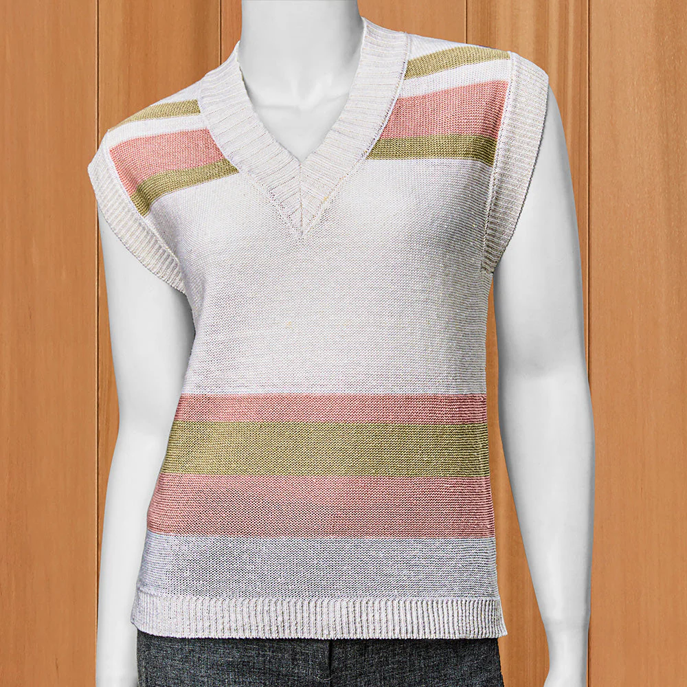 Kinross Women’s Sleeveless Striped Linen Pullover - Image 2