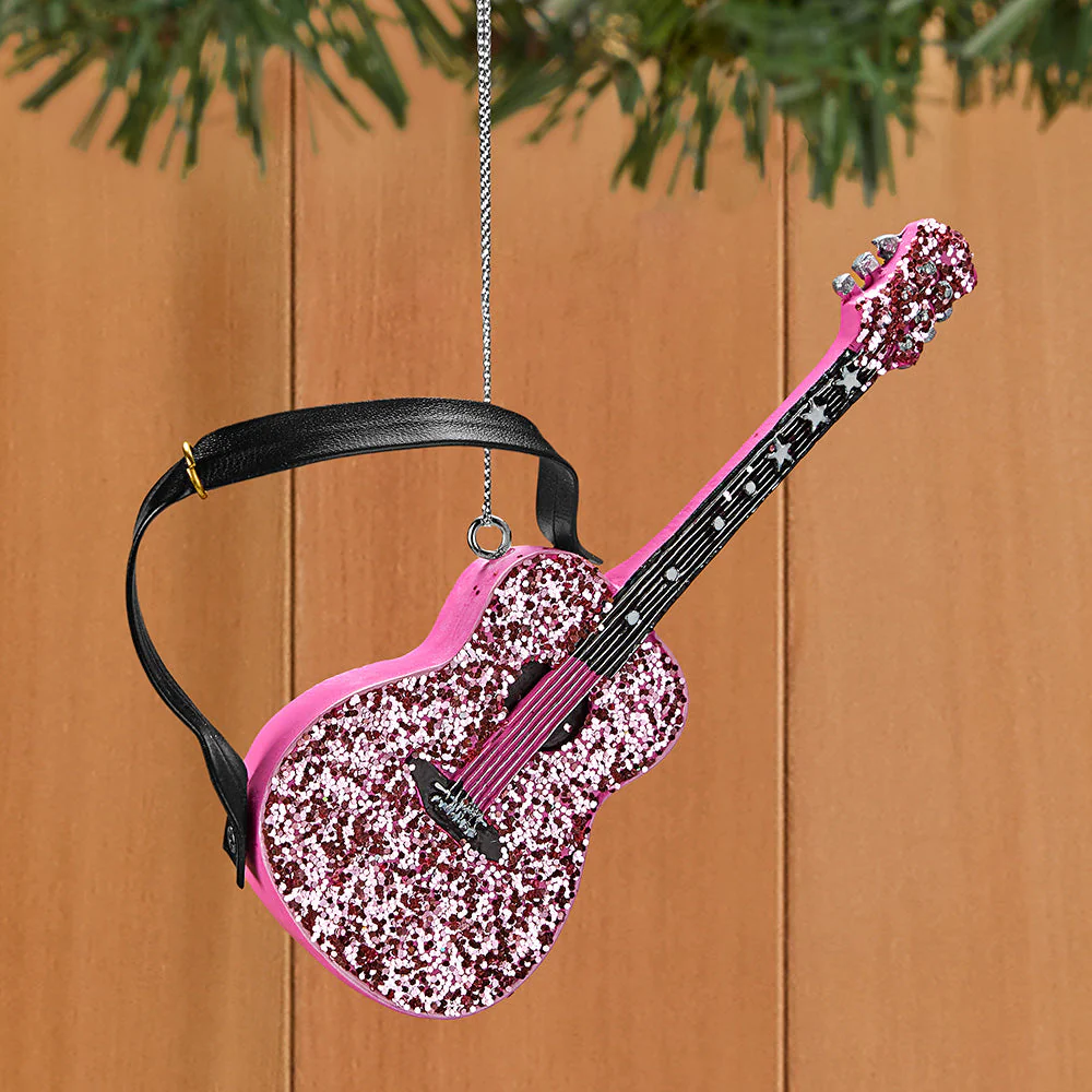 Kurt Adler Ornament, Pink Guitar
