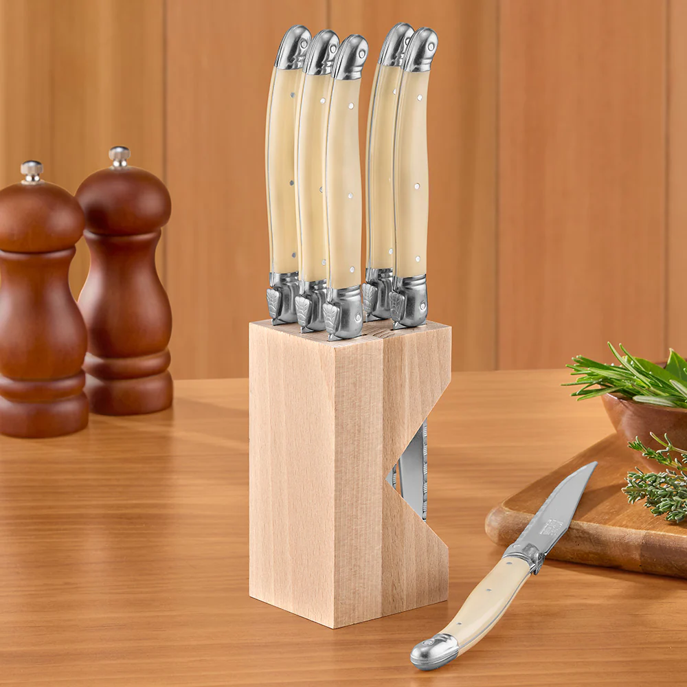 Laguiole André Verdier Debutant Steak Knife Block Set - Image 2