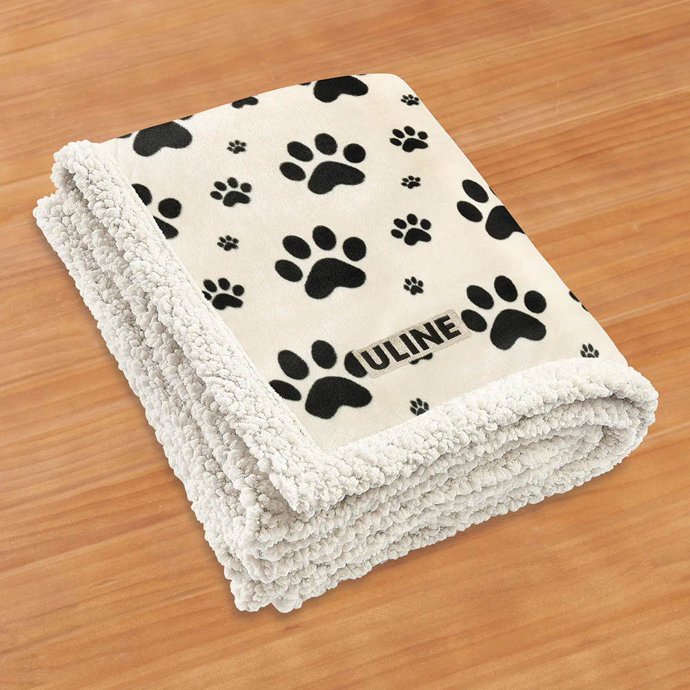 Lamb's Wool Throw Blanket, Paw Print - Image 2