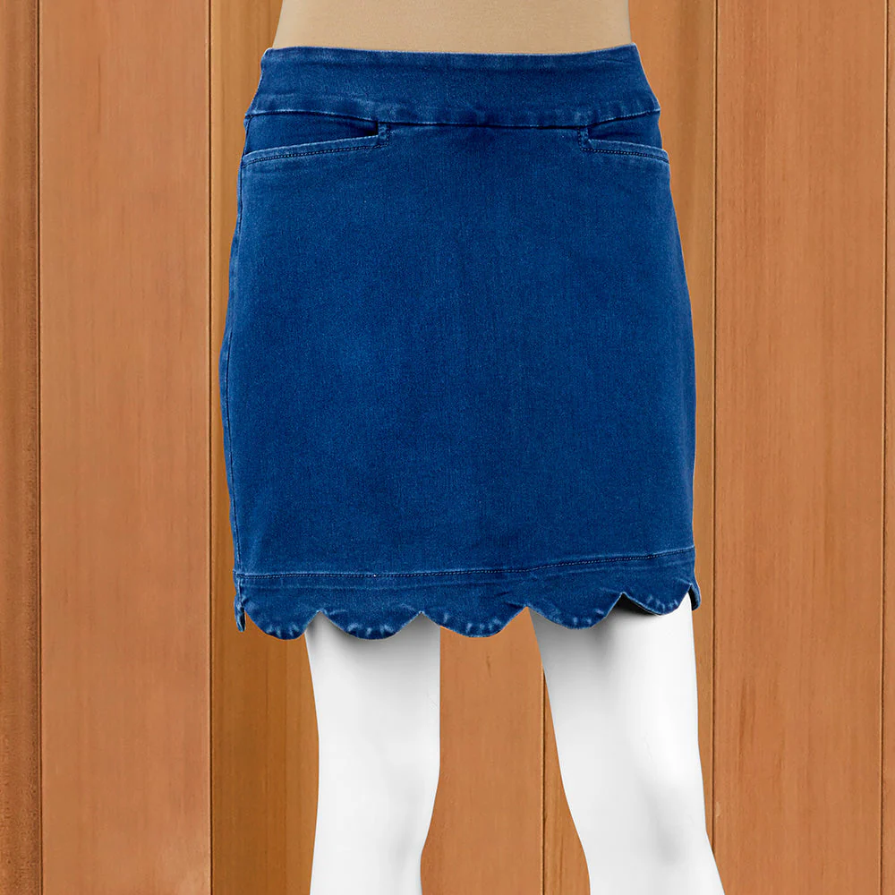 LuLu-B Denim Scalloped Skort - Image 3