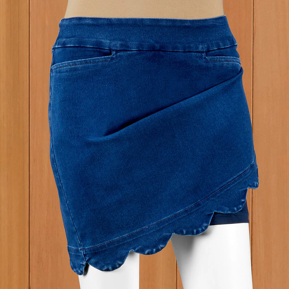 LuLu-B Denim Scalloped Skort - Image 4