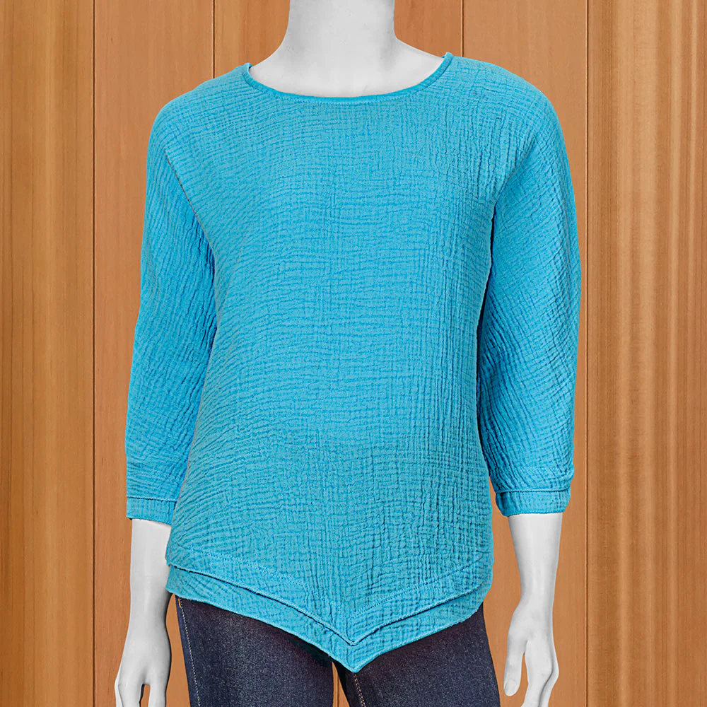 Lulu-B Lightweight Asymmetric Gauze Top - Image 2