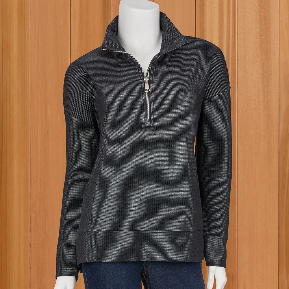 Lulu-B Textured Half-Zip Pullover - Image 2