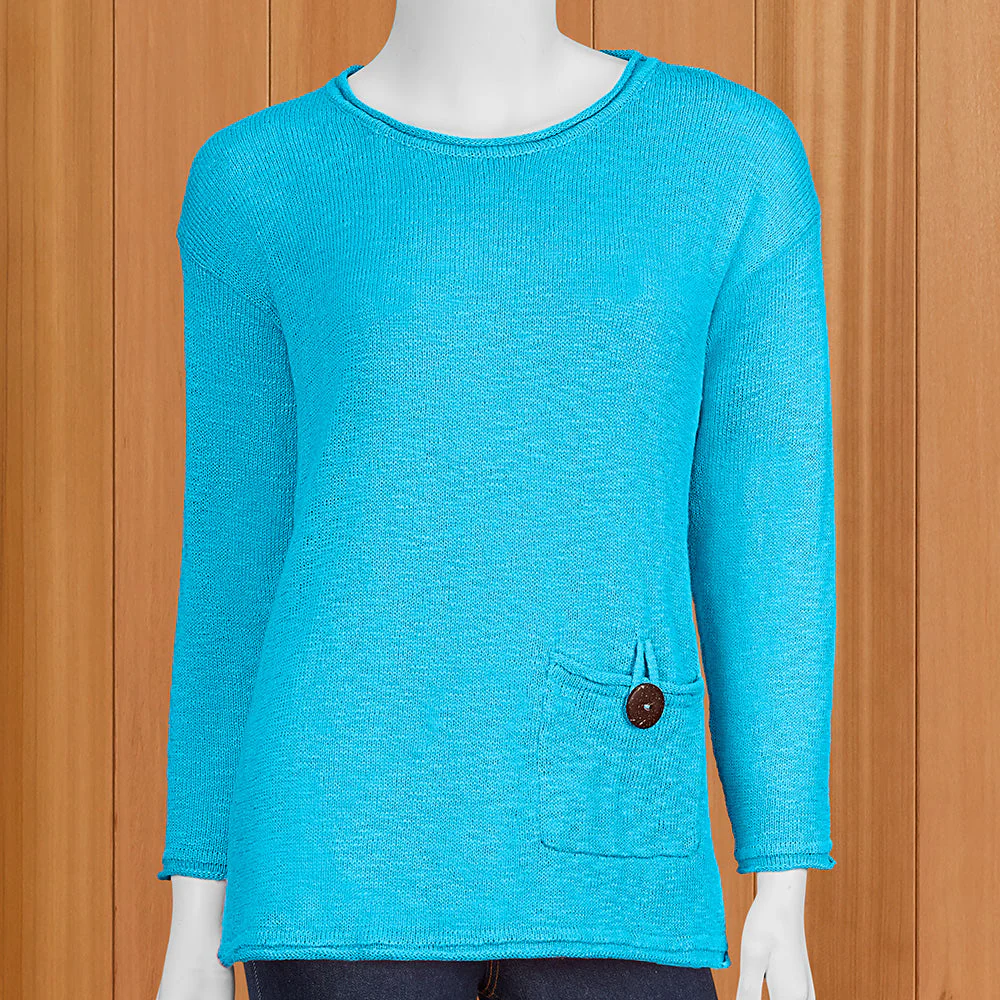 LuLu-B Women's Lightweight Button-Pocket Sweater
