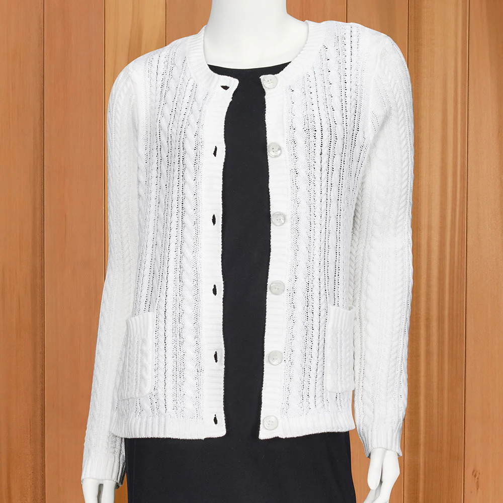 Lulu-B Women's Lightweight Cable Knit Cardigan