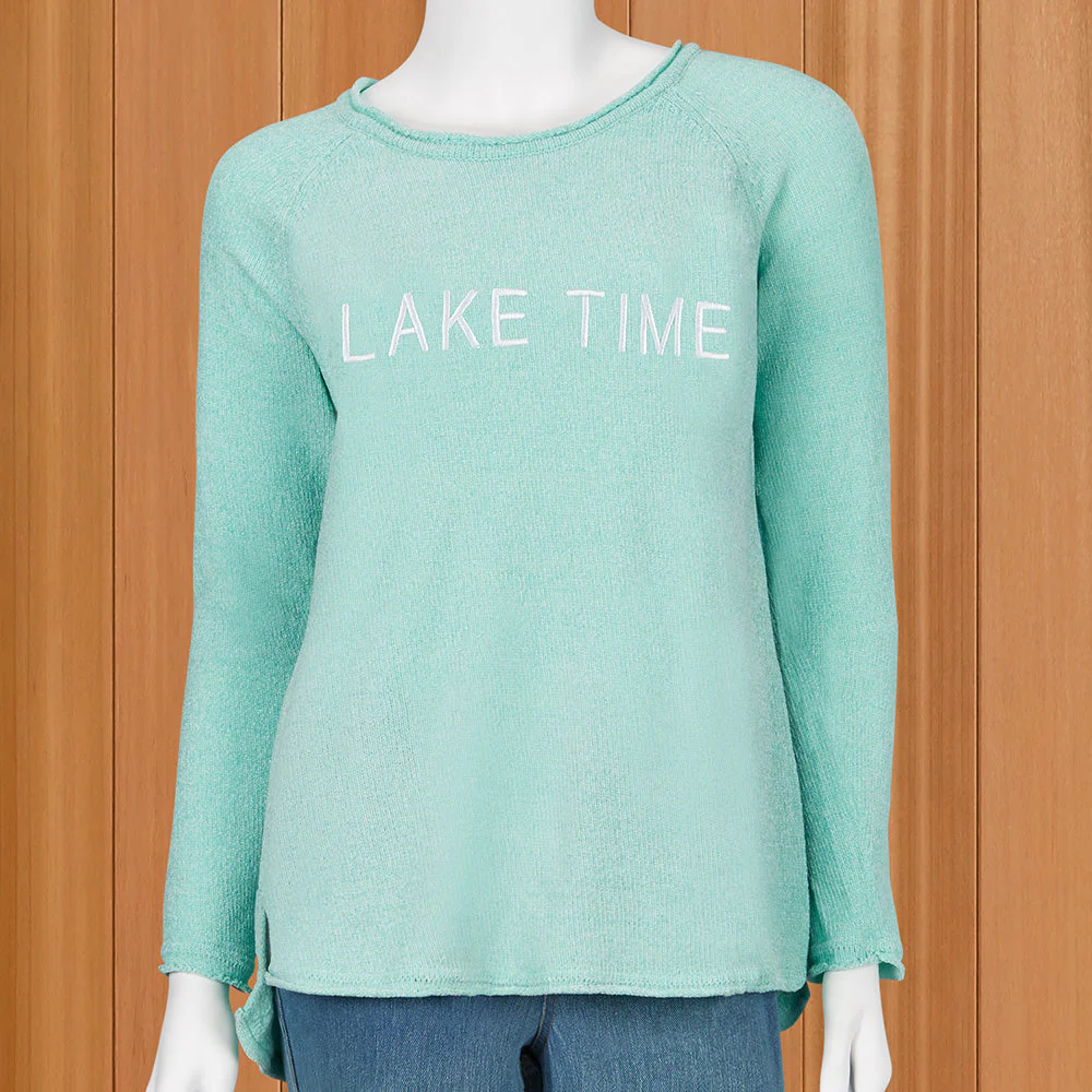 LuLu-B Women's Lightweight Chenille Pullover, Lake Time