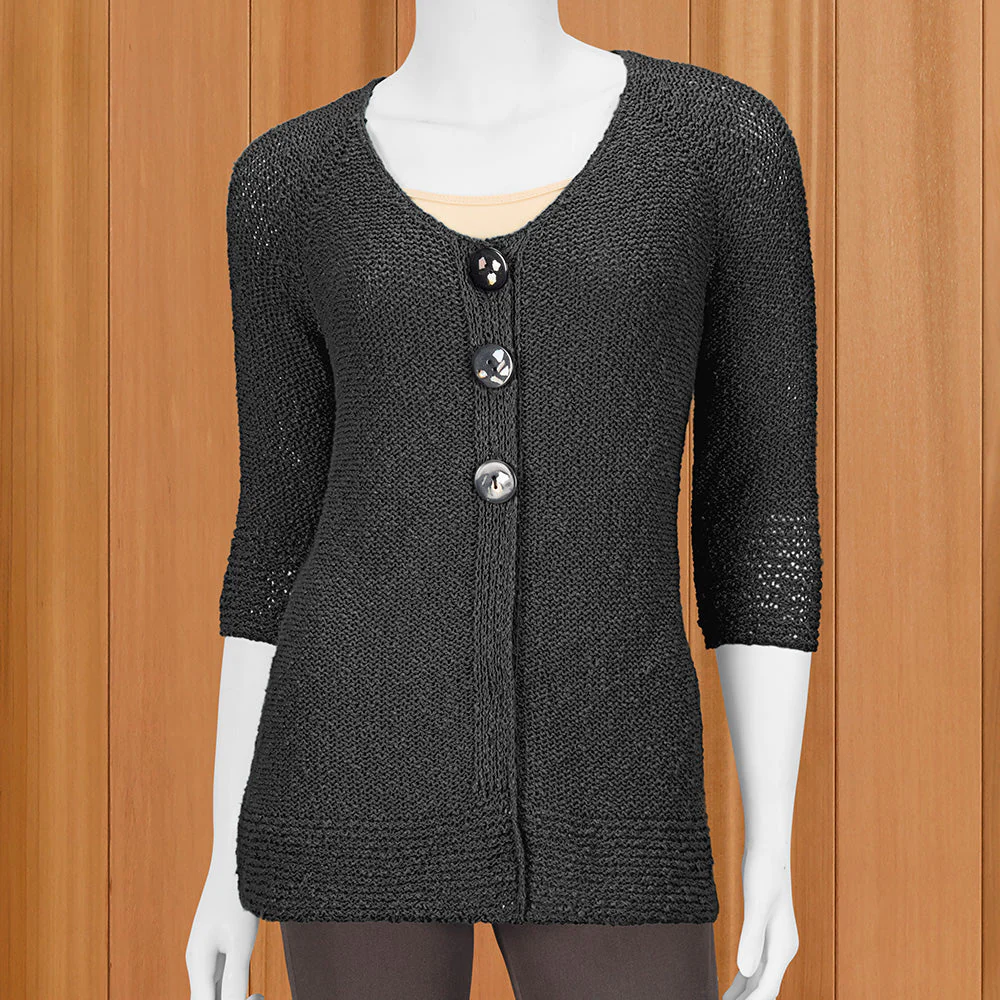Lulu-B Women's Lightweight Three-Button Cardigan
