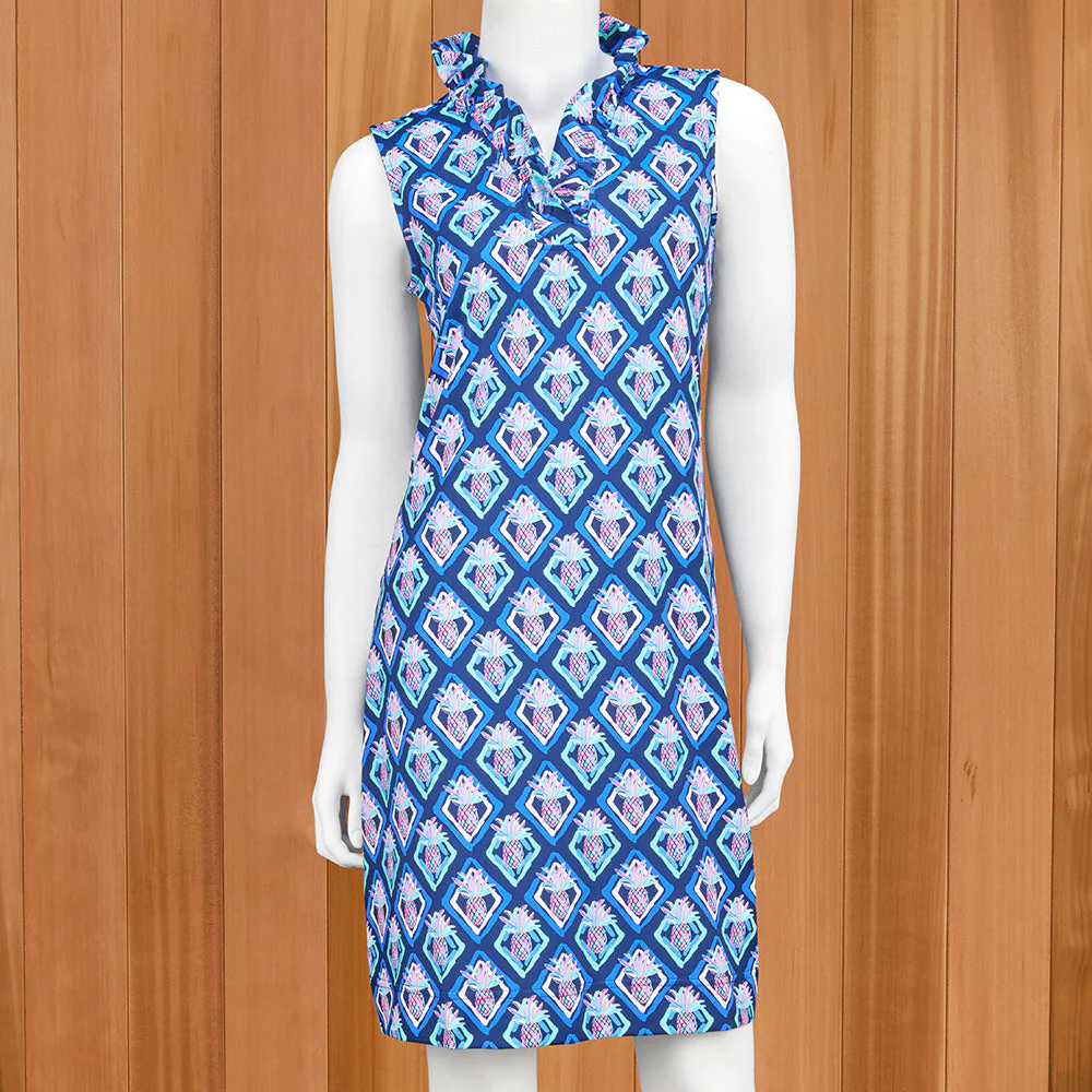 LuLu-B Women's Ruffled-Neck Sleeveless Sun Protection Dress