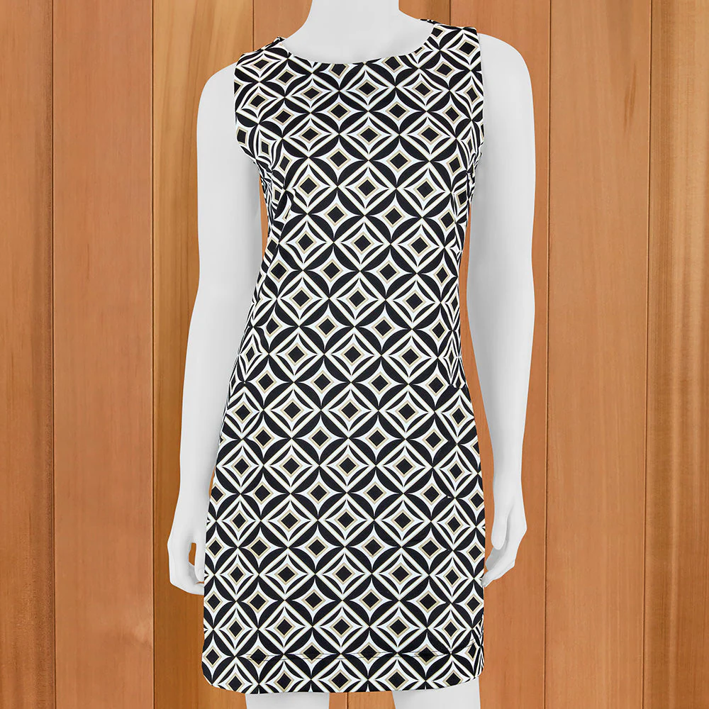 LuLu-B Women's Sleeveless Sun Protection Dress, Geometric Shapes