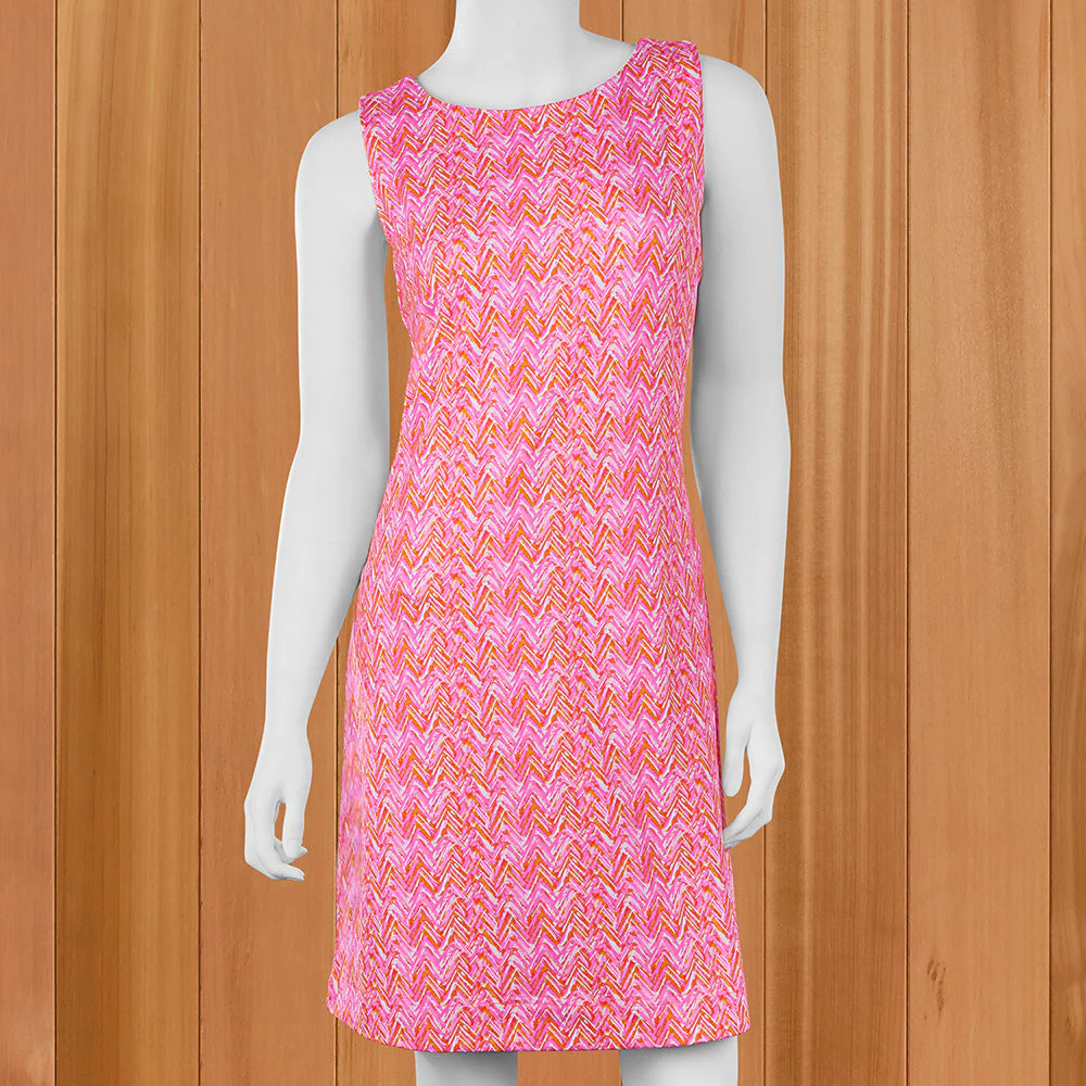 LuLu-B Women's Sleeveless Sun Protection Dress, Pink Chevron